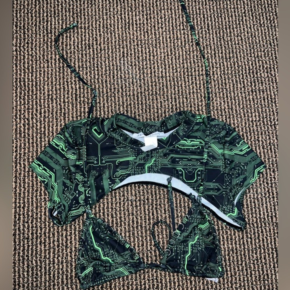 IHeartRaves CYBER MATRIX ULTRA CROPPED TOP and BIKINI SET - Picture 4 of 8